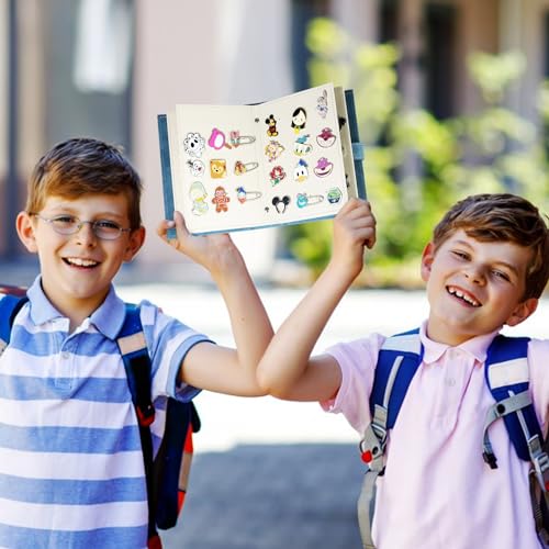 Portable Enamel Pin Album, CollectHall Pin Trading Book, to Display and Trade Your Pins, 42 Pins Capacity, PU Leather Pin Holder, Fit Rubber Pin Back, Blue2