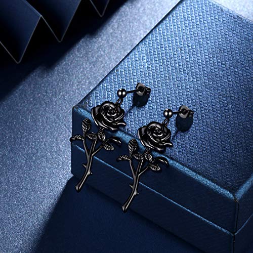 beautlace Rose Necklaces/Adjustable Rings Silver/18K Gold/Black Gun Plated Flower Pendant/Open Ring Elegant Jewelry Gifts for Women4
