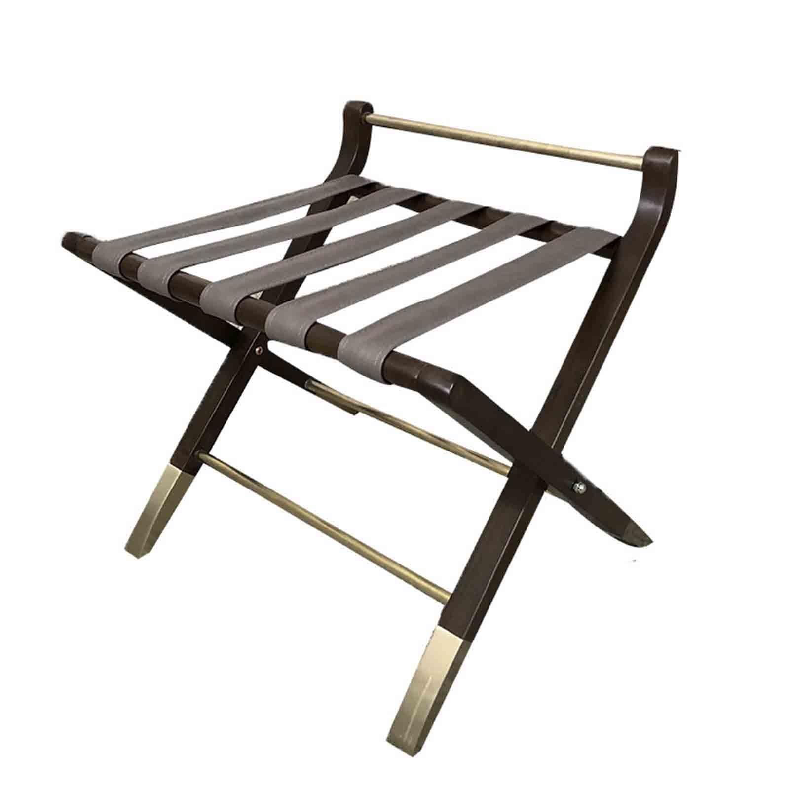 GUODDM Luggage Rack For Guest Room - Suitcase Stand Foldable, Holder Stand With Backrest, Leather Wood Storage Stand, Suitcases Holder Travel Bag Support, For Hotel And Travel