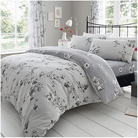 GC GAVENO CAVAILIA Duvet Cover With Pillow Cases - Polycotton Quilt Cover - Bedding Set King Size- Grey Cover