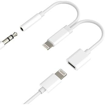 Lightning to 3.5 mm Adapter 2-in-1 for iPhone 14 13 12 Pro Max Headphone Connection for iPad Charging AUX Audio Cable for Apple AUX Headphones Converter Lightning Adapter Accessories Car