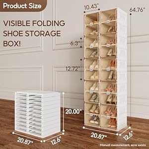 Shoe Organizer Storage Box, Portable Folding Shoe Rack for Closet with Magnetic Clear Door,Large Sneaker Cabinet Bins Sturdy Easy Assembly 10 Layers-20 Grids Shoe Organizer Storage Box Portable Folding Shoe Rack for Closet with Magnetic Clear DoorLarge Sneaker Cabinet Bins Sturdy Easy Assembly 10 Layers 20 Grids