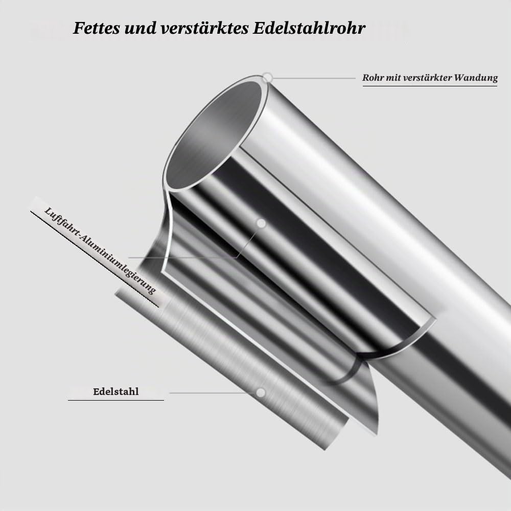 Duschvorhangstange L-Form 75–95 × 75–95 cm, verstellbare Eck-Duschstange aus 304 Edelstahl, 2 Montagearten mit Bohren oder ohne Bohren, rostfrei, für Badewanne, Dusche und Badezimmer