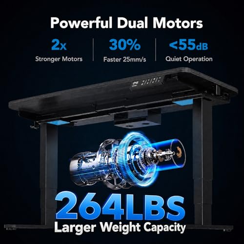 Image of HUANUO Height Adjustable Electric Standing Desk Frame, 3 Stage Leg Dual Motors Sit Stand Desk Frame with Memory Controller for Home Office, for Max 75″ x 35″ Desktop, Frame Only, Black