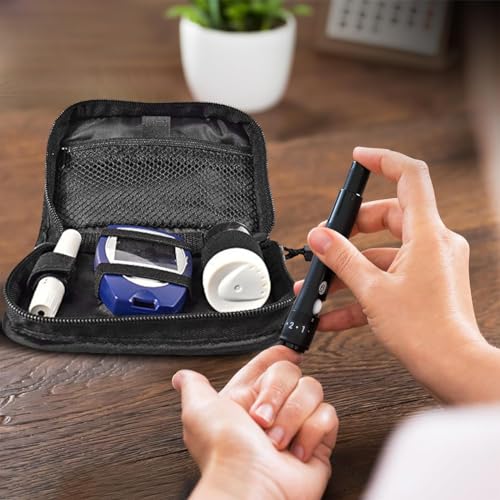Image of HANNEA Travel Glucose Meter Storage Bag, Zipper Pouch Insulin Storage Bag Travelling Oxford Cloth Gadget Organizer Insulin Storage Case Portable Travelling Accessories Travel Organizer.