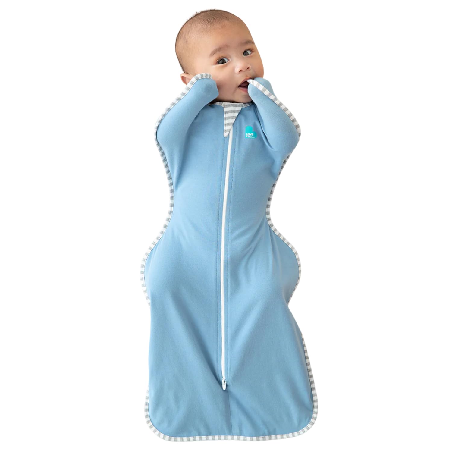 Love To Dream Swaddle UP, Baby Sleep Sack, Twin Zipper for Easy Diaper Changes, Arms UP Position, Hip-Healthy, Lightweight & Breathable, Sleeping Bag, Moderates Ideal Temperature, 1-3 M, Dusty Blue