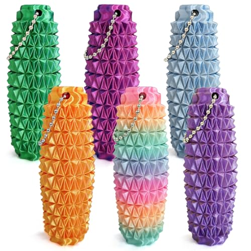 Image of 6PCS Little Pain Relief, 3D Printed Fidget Toys (Color A) | Unique Texture Grip Keychains for Stress Relief, Novelty Desk Toy Gift (14+)