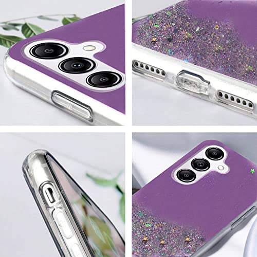 Image of VONZEE Glitter Case Compatible with Samsung Galaxy M54, Non Moving Glitter Stars Cover Soft TPU + Hard PC Bumper Bling Cover for Women Girls Protective Shockproof Phone Case (Purple)