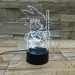 Lampara Bebe Goku Lampara LED Manga Anime Dragon Ball Goku Kid Cambia Color USB Luz Nocturna y decoración