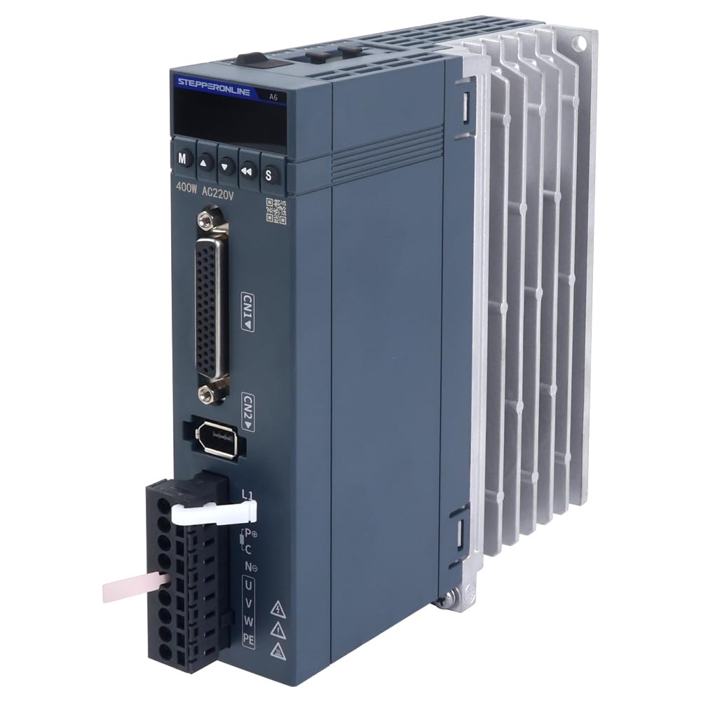 STEPPERONLINE Kit de servomoteur AC série A6, servomoteur 400 W, 3000 tr/min, 1,27 Nm, codeur absolu 17 bits, IP67 + contrôleur servomoteur AC 400 W (impulsions/RS485/analogique) + câble de 3 m