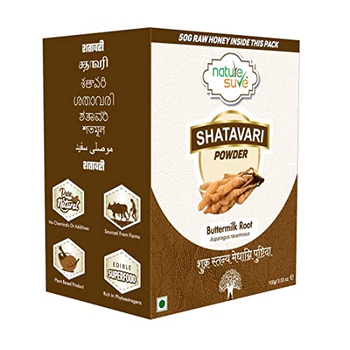 Nature Sure Shatavari Powder 100g with Raw Honey 50g, Buttermilk Root Powder - pack of 1