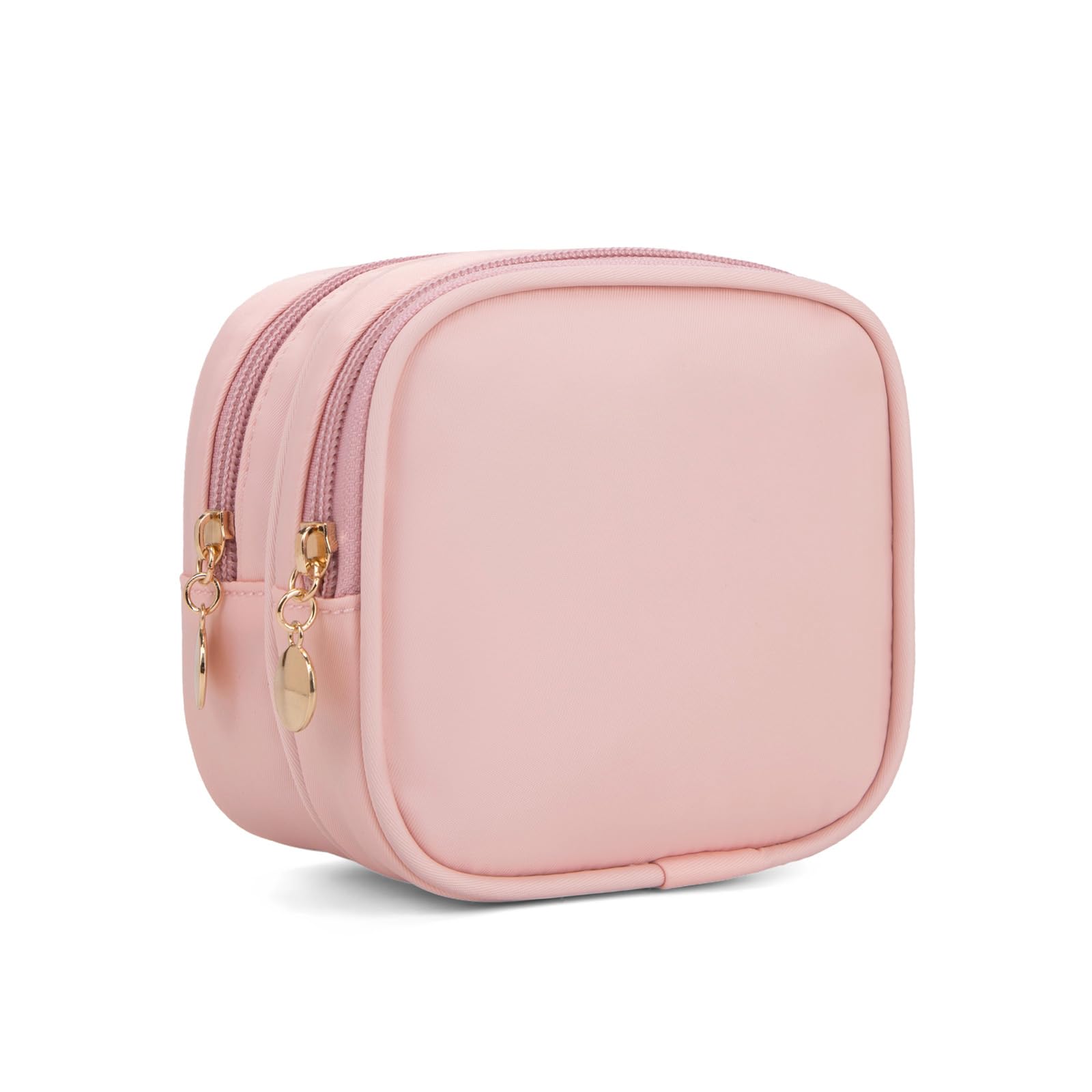 XIAOLER Small Makeup Pouch, Double Zipper Cosmetic Bag, Travel Makeup Bag, Cute Makeup Bag for Purse, Mini Toiletry Bag (pink)