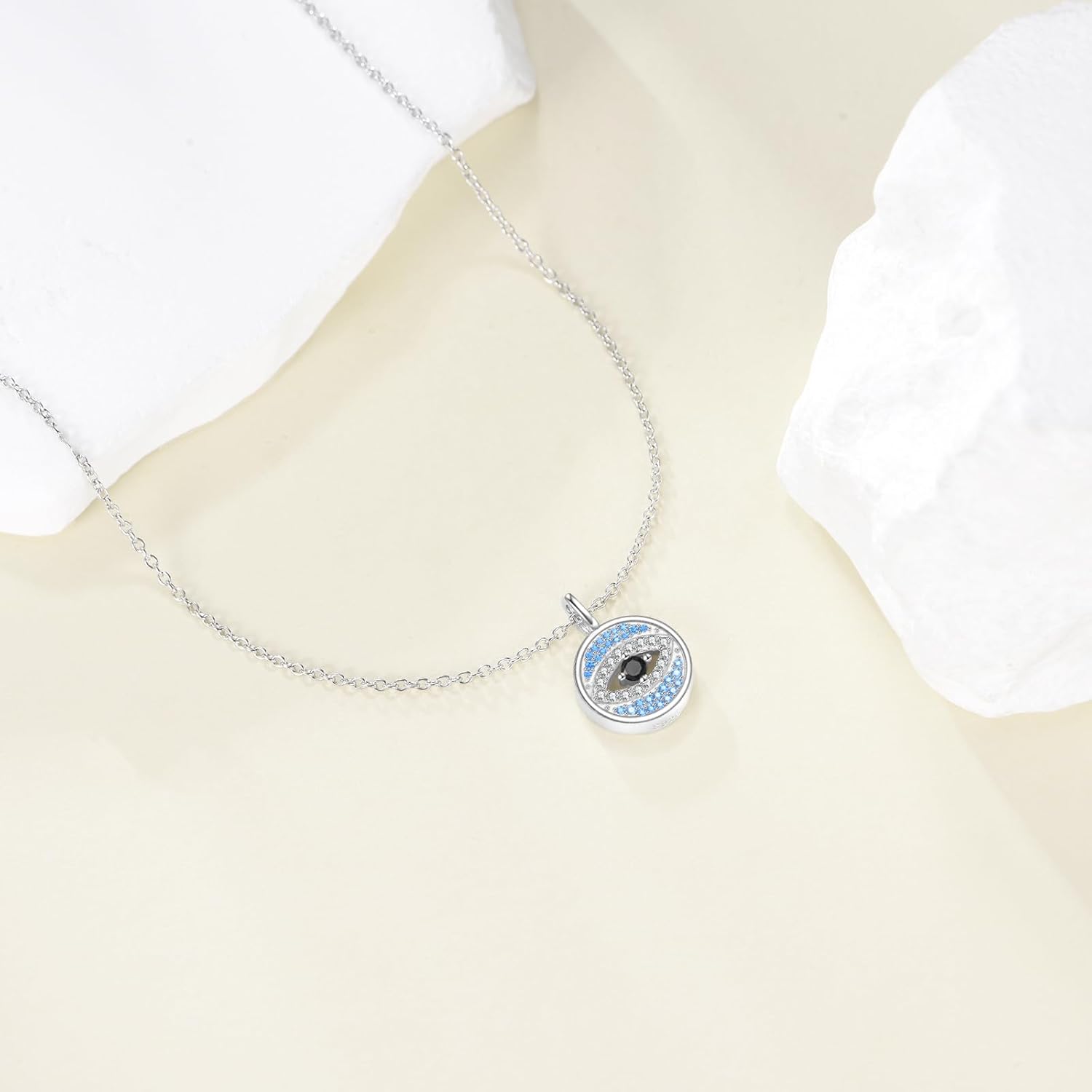 LUHE Greek Evil Eye Necklace 925 Sterling Silver Evil Eye Pendant Necklace for Women Greek Jewelry Gifts for Women - Image 2