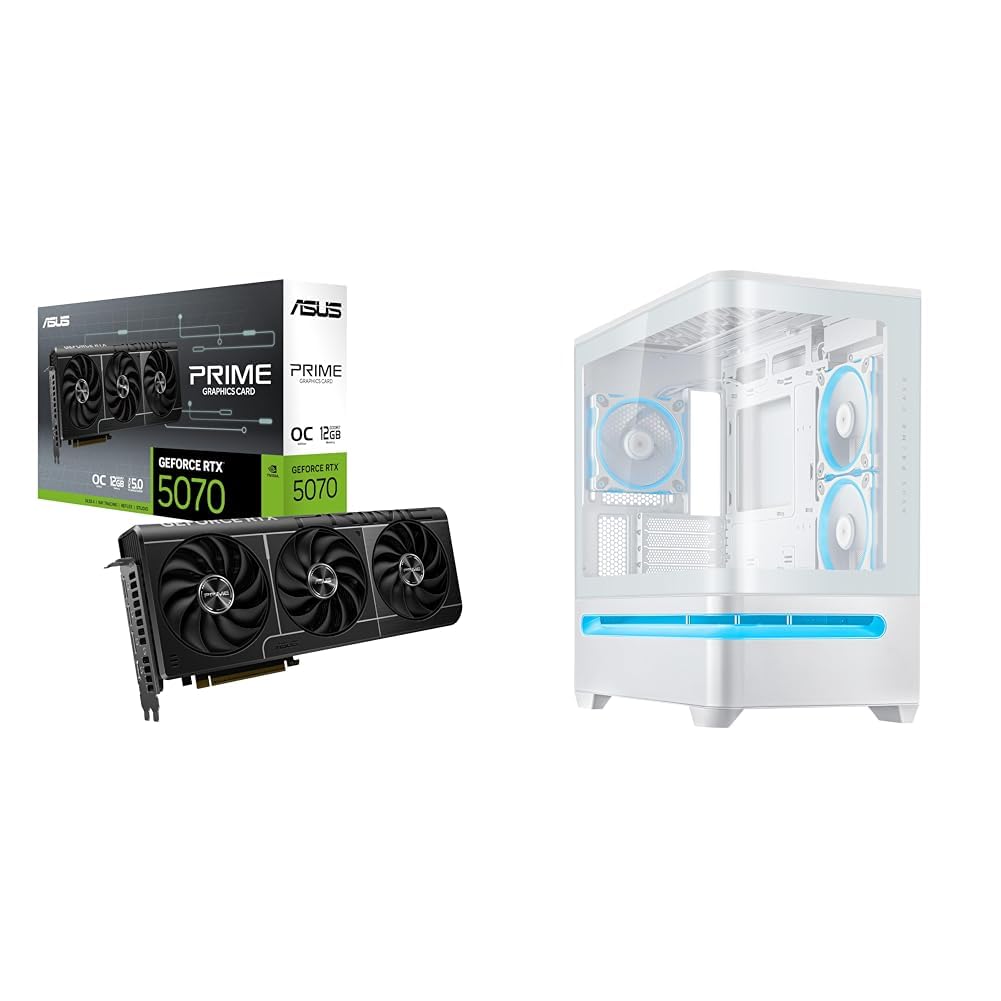 ASUS Bundle of The SFF-Ready Prime GeForce 5070 OC Edition Graphics Card + Prime AP202 ARGB White mATX pc case