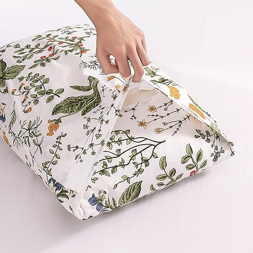 Image of ECOCOTT 100% Cotton Pillowcases King Size, Botanical Floral Leaves Print Pattern Pillow Cover 2 Pack, Super Soft Envelope Closure Standard Pillow Case Set (King, 20 inchx36 inch)