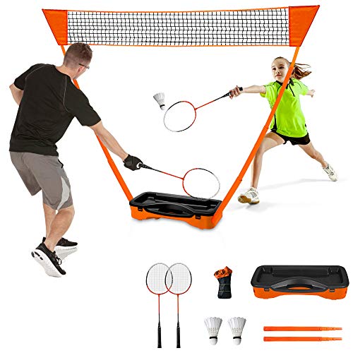 COLOR TREE Portable Badminton Net Set for Kids and Adults - Outdoor Backyard Park Beach Family Fun, Adjustable Height 10x5ft Net, Easy Set Up