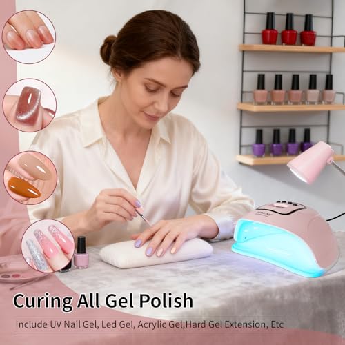 Image of JODSONE Pink U V Nail Lamp for Gel Nail Polish Manicure Light with 4 Timers & Automatic Sensor Nail Dryer Curing LED Light