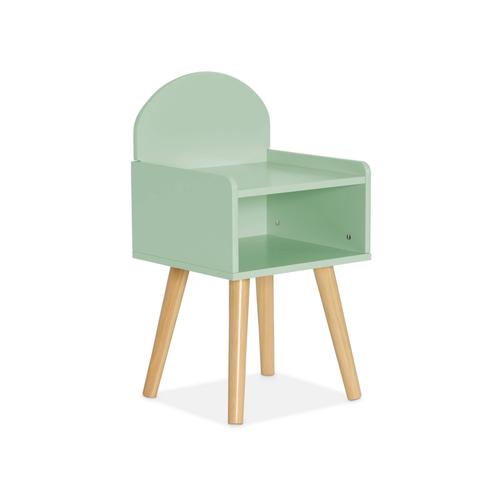 sweeek - Table de Chevet Chambre Enfant. Vert. Pieds en pin