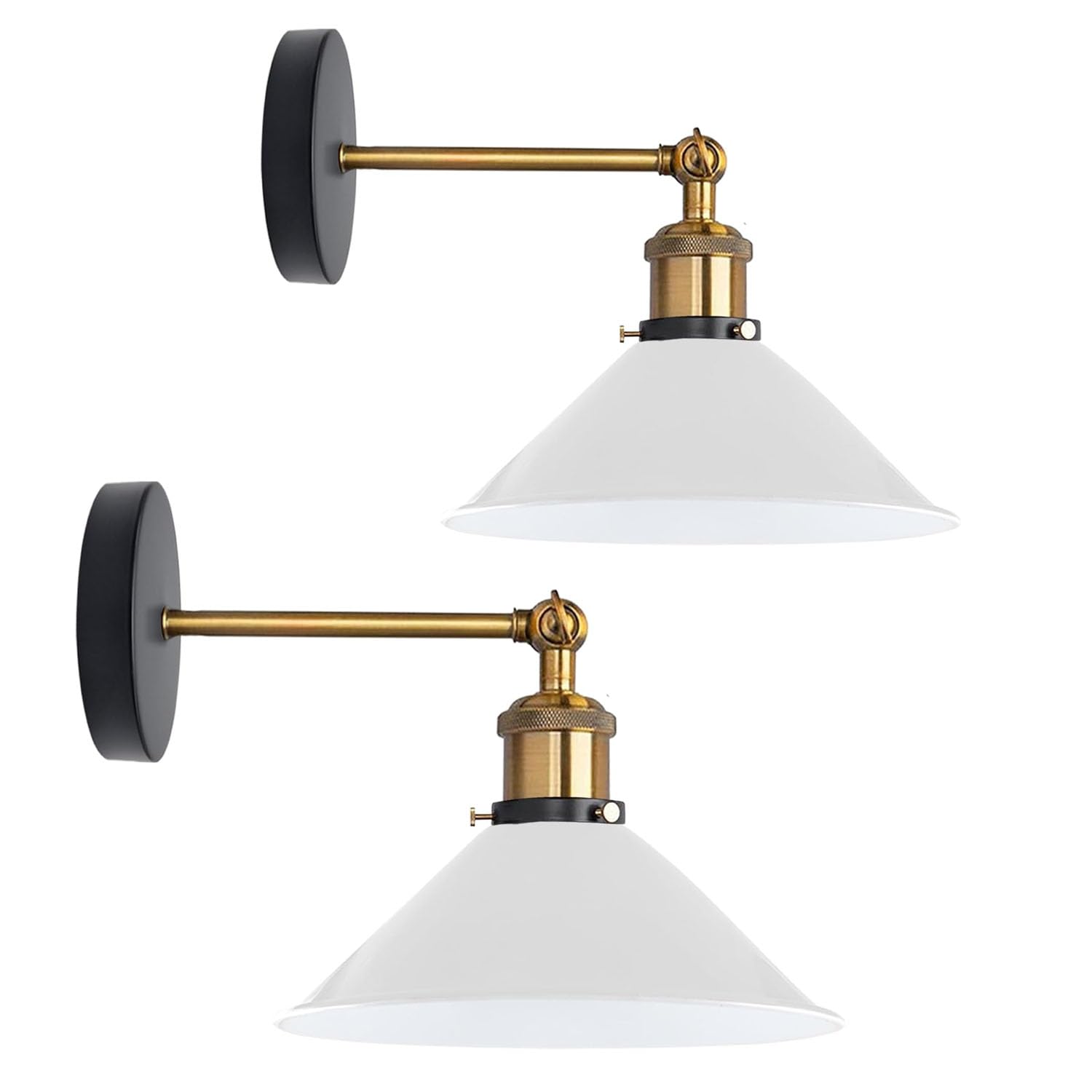 DC VOLTAGE 2 x Industrial Metal Wall Lights Indoor Wall Sconce Lighting Wall Lamp Fixture for Living Room Bedroom Vanity Loft Cafe Bar (White Without Bulb)