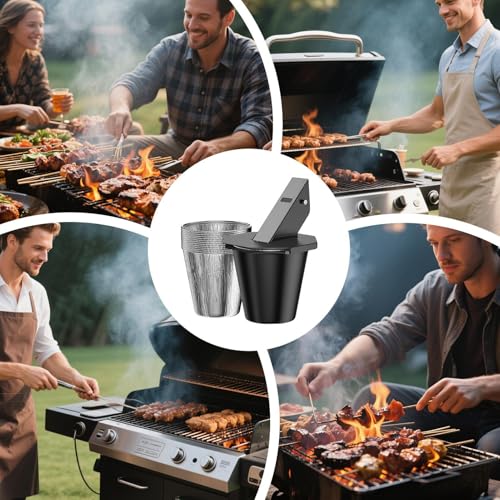 Cubo de grasa octogonal resistente al calor con suministros de barbacoa 4