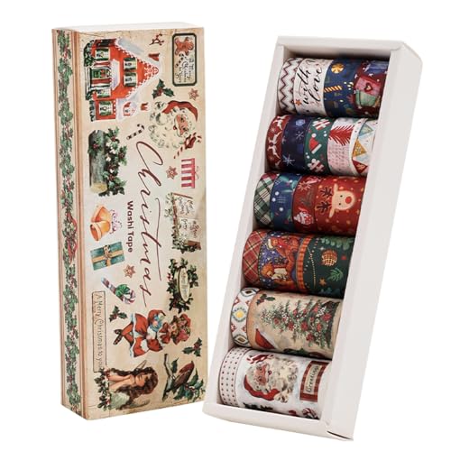 icceemee Christmas Theme Washi Tape Set 20 Rolls Christmas Theme Washi TapeWritable Decorative Tapes for Scrapbooking Junk Journal Supplies Bullet Journaling 0.6x79 per Roll