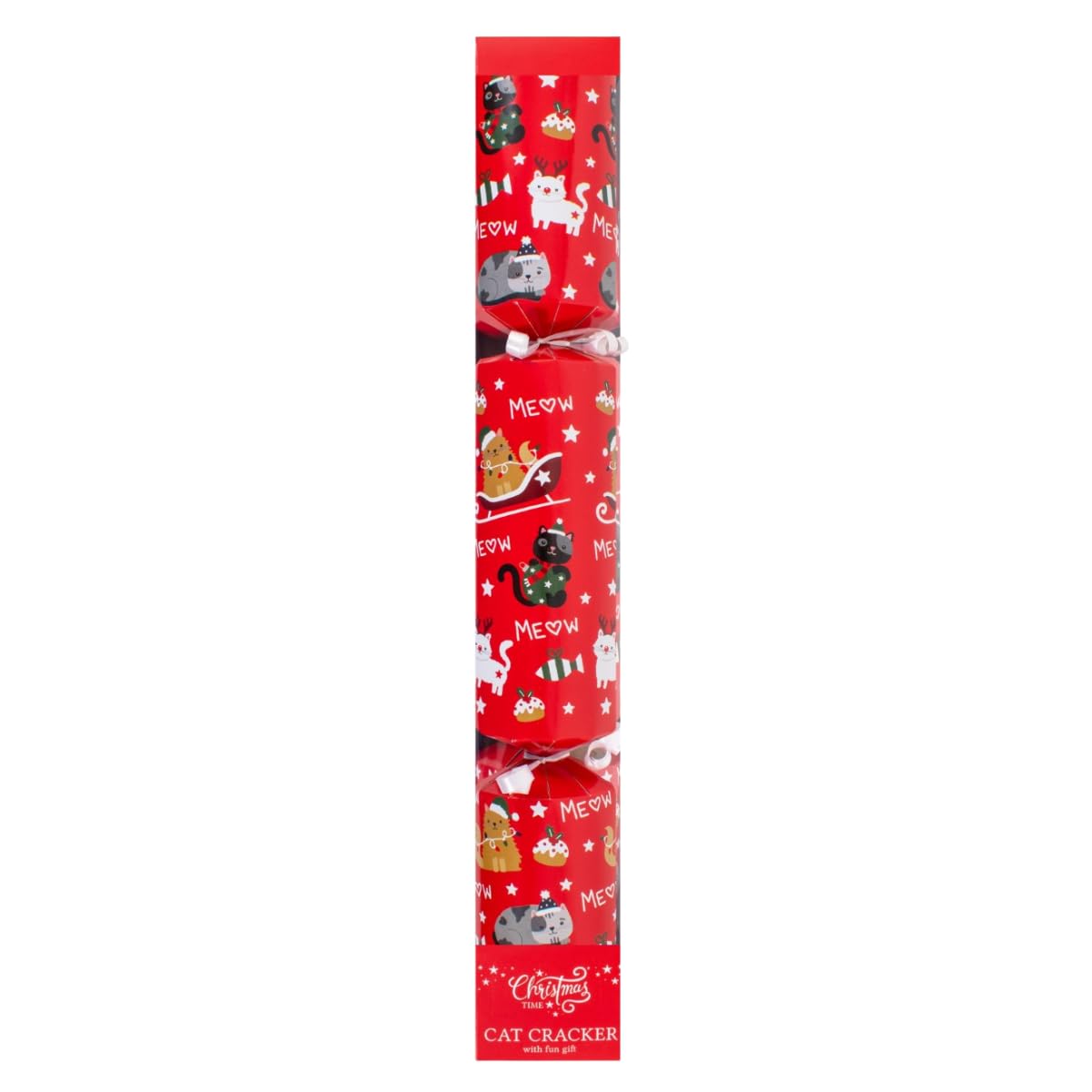 Yöl Red Christmas Meow Cat Cracker Without Snap 14 Inch – Festive Fun Novelty Xmas Table Decoration Bell Ball Interactive Toy For Pet Kitten Owners & Families