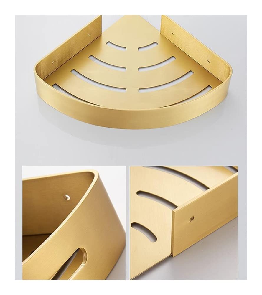 Estantes Flotantes para Baño, Esquina, Ducha, Estante de Baño, Estante de Baño Montado en la Pared, Soporte de Champú de Aluminio Dorado Cepillado, Organizador de Cosméticos, Estante/R Oro C