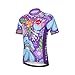 Cycling Jersey Kids Short Sleeve Children Cartoon Road Mountain Bike Shirt Top Girls Boys Breathable Purple Flowers Size S