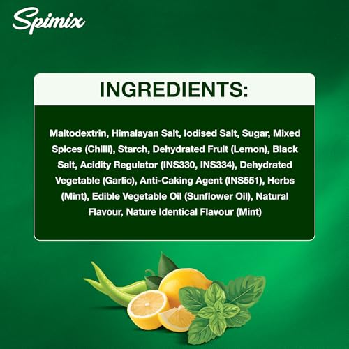 Image of SPIMIX Nimbu Mirch Pudhina Masala, Tangy & Spicy Lemon Mint Seasoning Blend With Premium Himalayan Pink Salt, Sprinkle on Chaat, Salads, Raita & Snacks, US FDA Approved (120 gram)