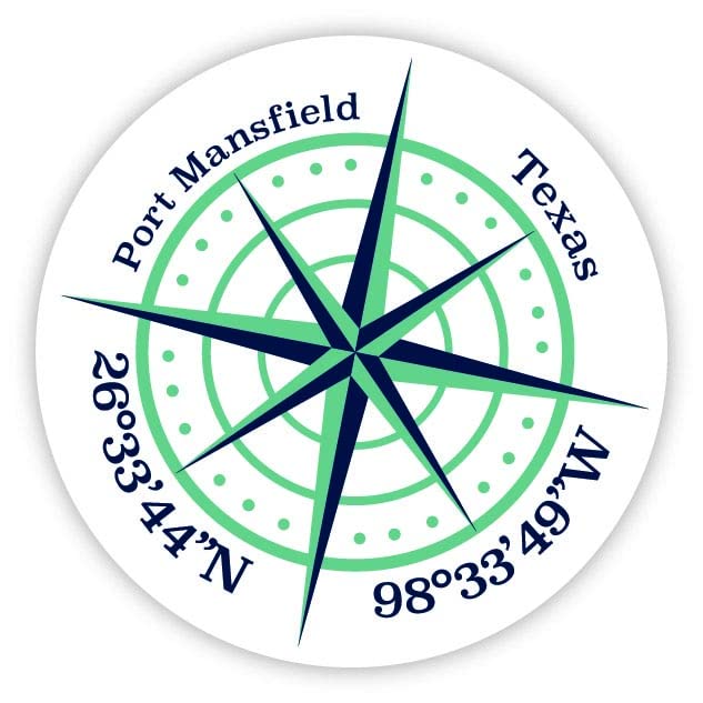 Port Mansfield Texas 2-Inch Vinyl Decal Sticker Latitude Longitude Compass Design