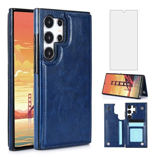 Accessoires Samsung Galaxy S24 Ultra étui portefeuille et verre trempé protection