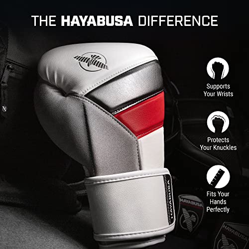 Image of Hayabusa T3 Boxing Gloves - Sparring - White /Red, 16oz | Sparring Gloves, Muay Thai Gloves, Kickboxing Gloves, Heavy Bag Gloves, Boxing Gloves for Men and Women, Boxing Gloves