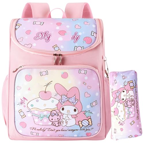 Sac à dos My Melody avec trousse scolaire contre le désordre rose
