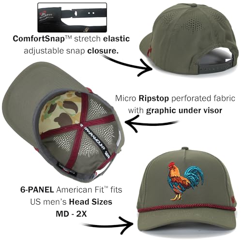 Image of Paramount Outdoors Rooster Trucker Hat Cock of the Walk Performance Stretch Snapback Baseball Cap for Men