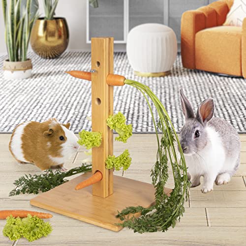 ONVAYA® Kaninchen Futterbaum | 3 in 1 für drinnen & draußen | Bodenspieß zur Befestigung | Futterturm wetterfest | Futterbaum für Kaninchen | Futterraufe Meerschweinchen und Hasen