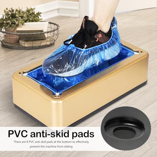 Automatischer Tragbarer Schuhüberzug Spender mit 200 PCS Schuhüberziehern Staubdicht & Wasserdicht, Überschuhe Einweg Hände Frei Überziehschuhe Dispenser für Home Büro Supermarkt Fabrik Labor