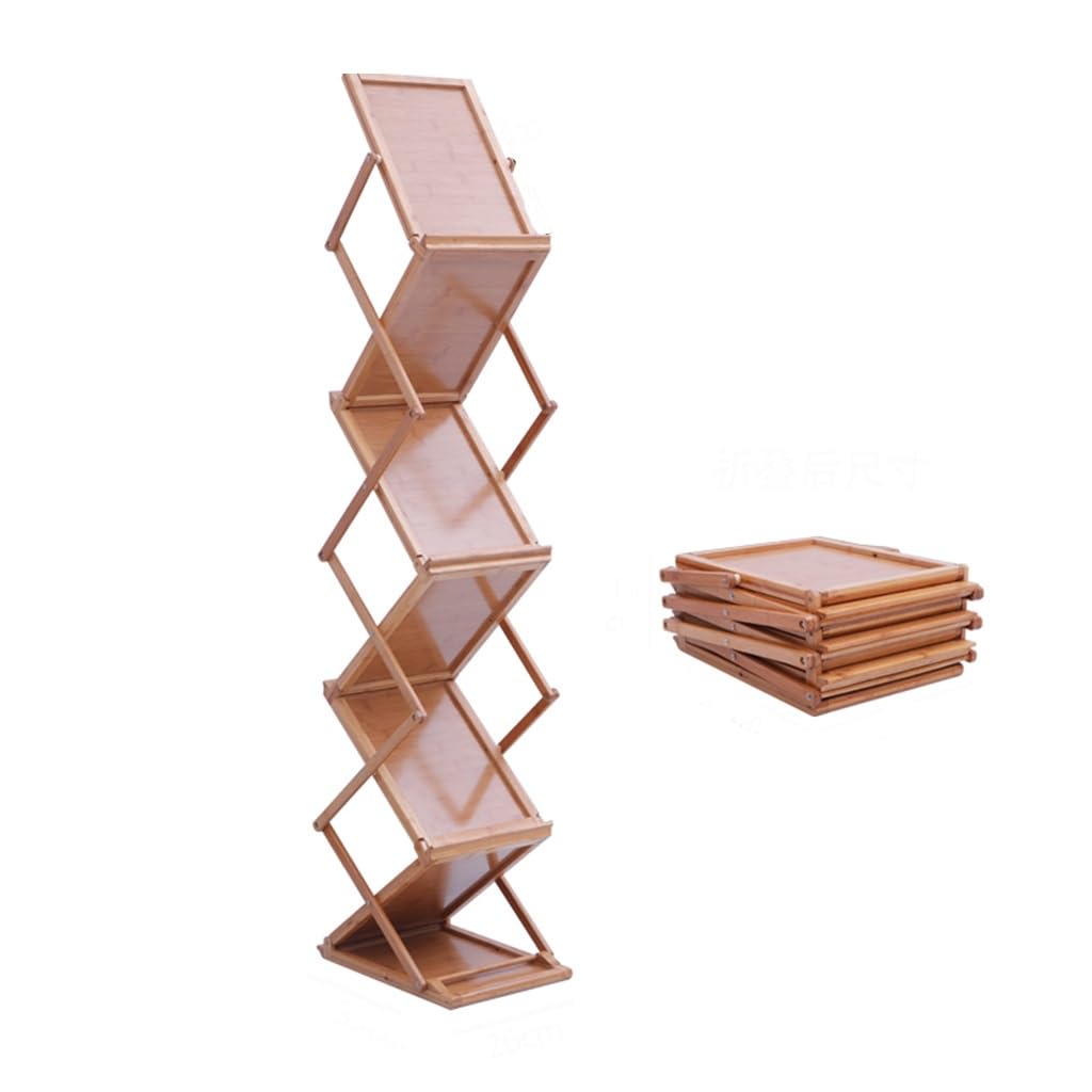 ASerZenith Wooden Document Rack, Foldable Portable Bamboo Brochure Display Rack, Magazine Rack for Trade Show Office Retail Store Living Room