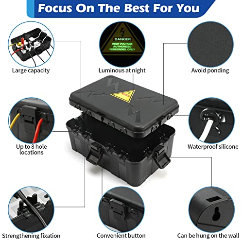 Hrensaw HC001 Large Outdoor Electrical Box Waterproof(12.5X8.5X5Inch),Ip54 Waterproof Outdoor Outlet Covers,Weatherproof Extension Cord Covers Protect Outlet,Plug,Timer,Power Strip,Holiday Light,Black thumb #3