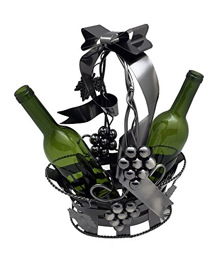 Imported Gift Depot Grape Vine Two Wine Bottle Holder Metal Basket