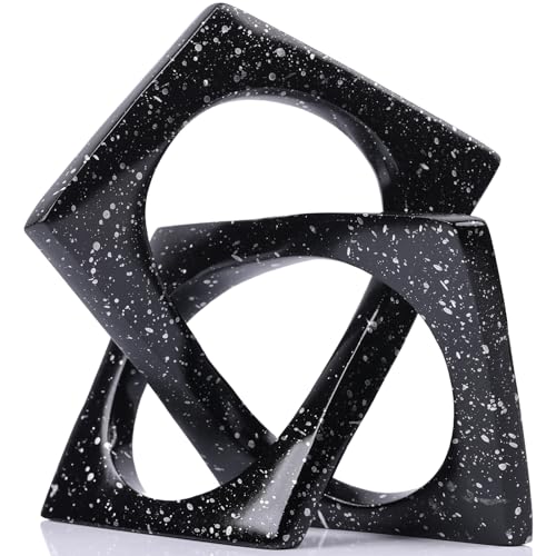 Modern Geometric Sculpture Black Knot Statue Decor, Home Bookcase Centerpiece Jax Decorative, Tabletop Sculpture and Figurines, For Home Decor Accent Cube Ornaments