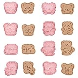 FONDUO Cookie Cutter, 8 piezas en 3D para repostería Design Oso - Molde para galletas - Decorador de pastelería, cortador de galletas, herramienta de cocción (B)