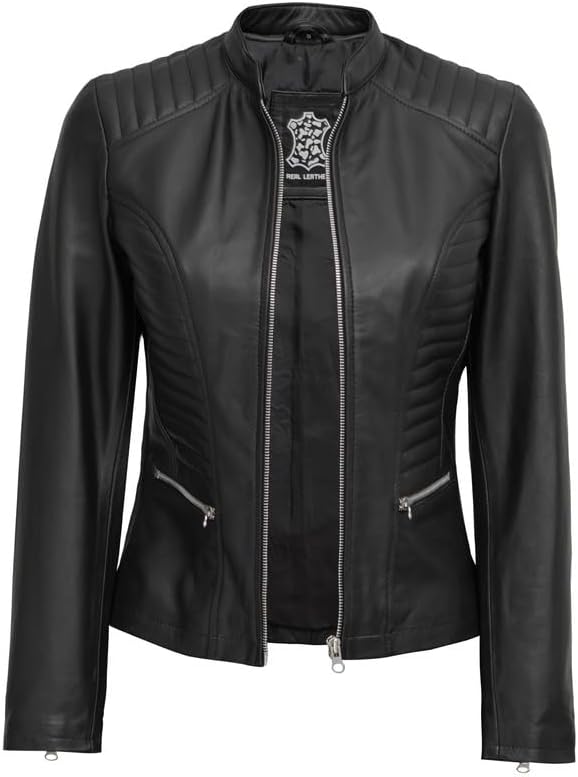 Blingsoul Real Leather Jacket Women - Cafe Racer Style Womens Leather Jackets - Image 3