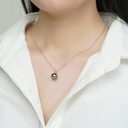 Miniatura 5 de Collar de barra de Moissnaite de perlas negras de Tahití, collares con colgante de diamante redondo genuino para mujer