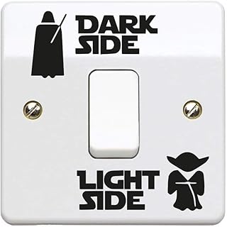 Dark Light Side - Côté sombre lumière côté lumière interrupteur vinyle autocollant autocollant UK Made - noir ou lueur dans l'obscurité luminescent - StickerDeen(1, Noir)