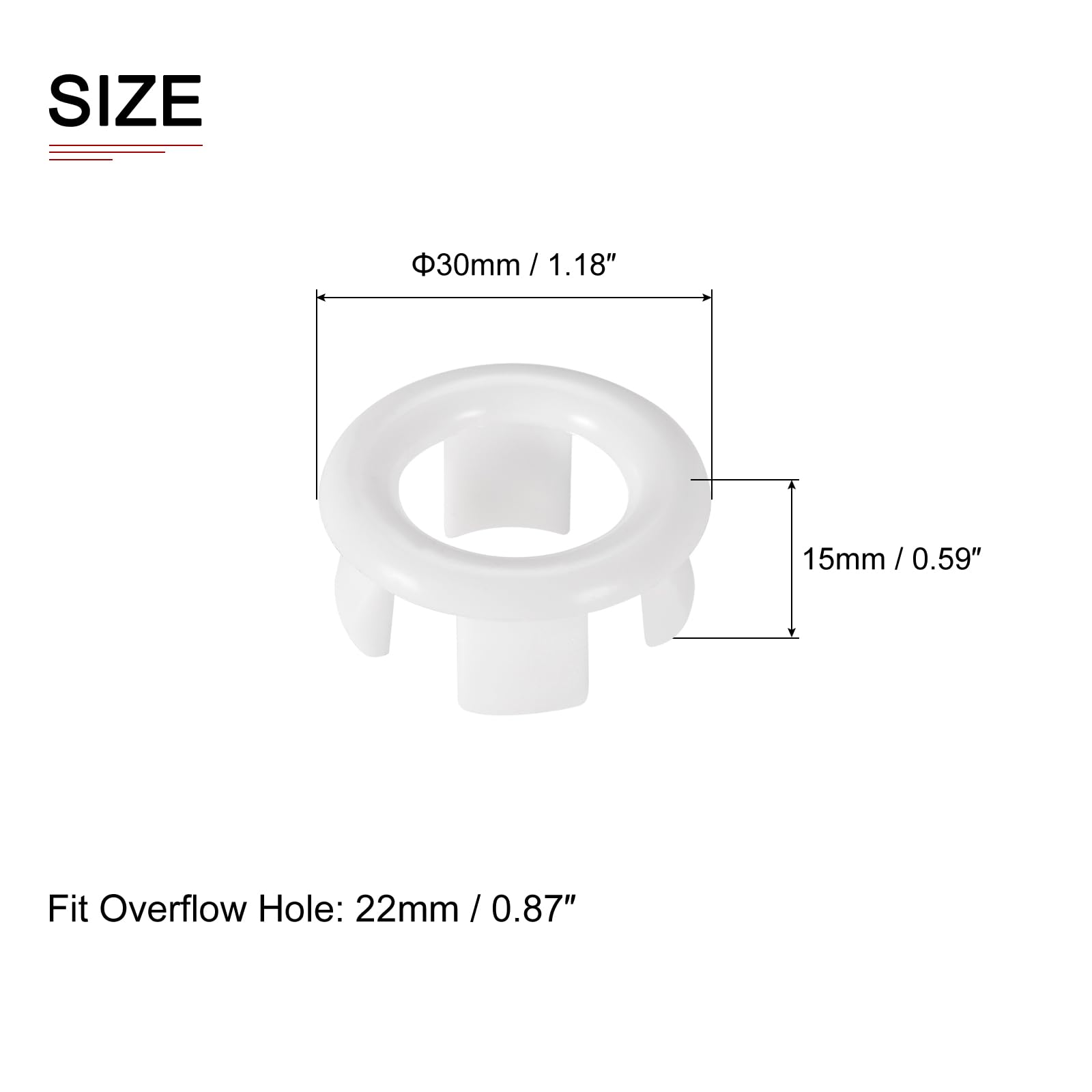 DTGN 30x15mm(DxT) Sink Overflow Cover, 24Pack, Good for Bathroom Kitchen Sink - Image 2
