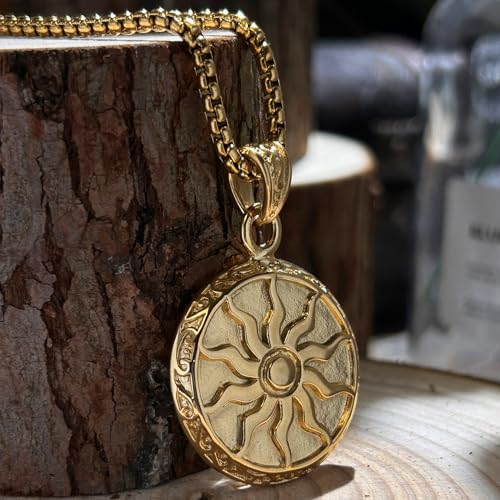 bahamut Greek Mens Jewelry Sun Pendant Necklace for Men Women, Stainless Steel Vintage Protective Amulets Gifts4