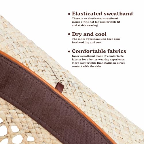 Image of Straw Cowboy Hats Cowgirl Hat Western Cowboy Hat Rancher Hat for Men Women, Exquisite Decoration Band