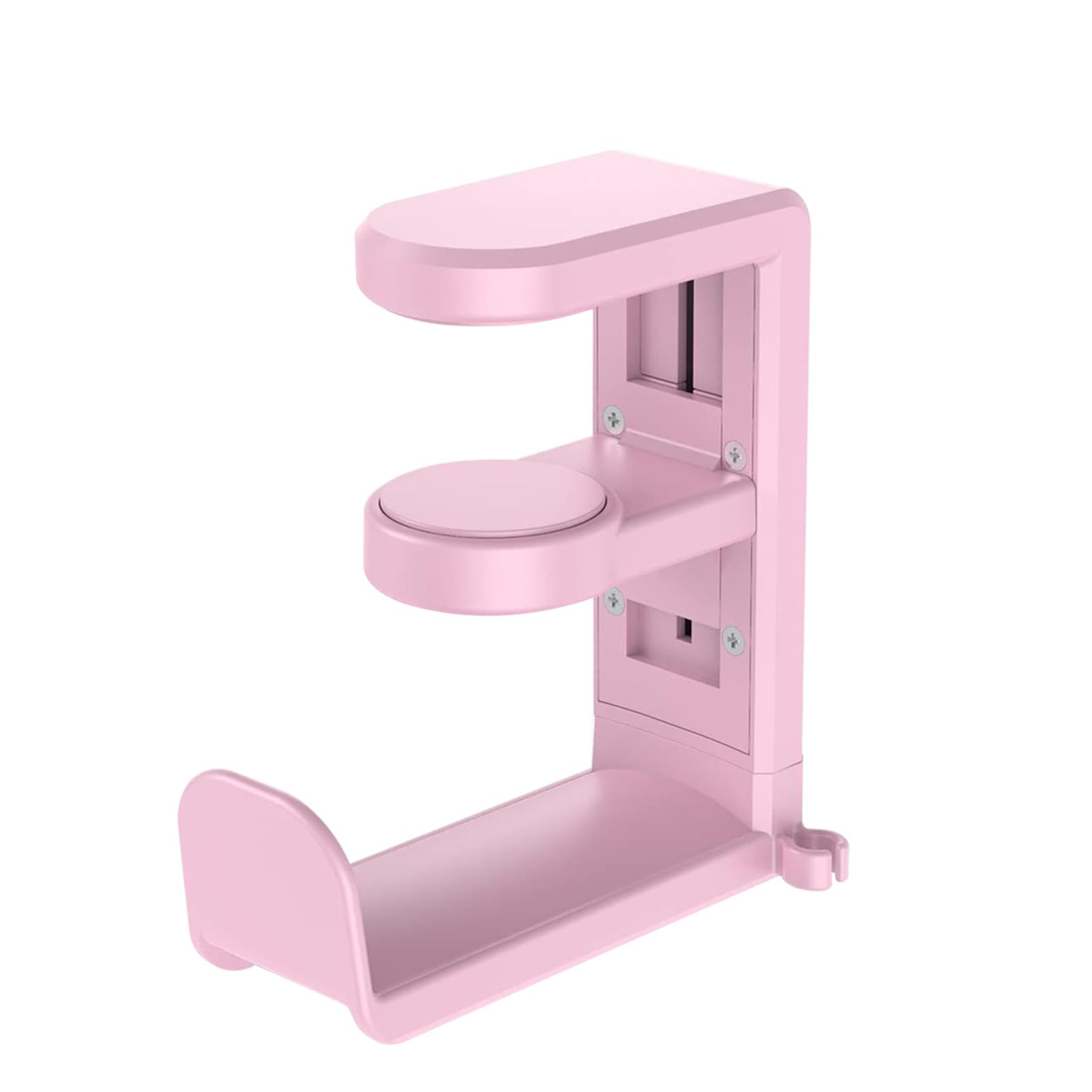 SUNGOOYUE Soporte para Auriculares, Rotación de 360 Grados Debajo del Escritorio, Soporte para Colgar Auriculares para Juegos de PC con Abrazadera en Gancho para Oficina, Hogar, (Pink) - Rosa