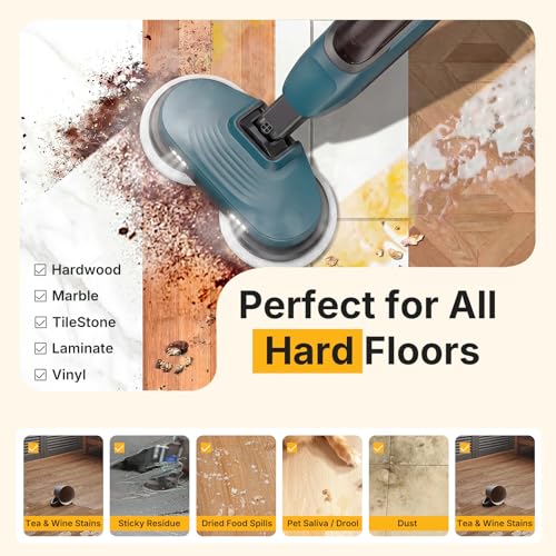 Image of NEWBULIG Steam Mop, All-in-One Steam Mops for Floor Cleaning with Rapid Re-heat, Self-Standing Floor Steamer, 4 Rotating Scrub Pads, 2 LED Headlights, for Hardwood Floors & Tile