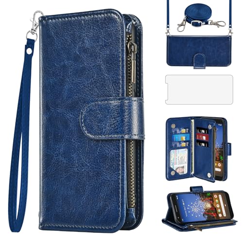 Coque Google Pixel 3a XL étui portefeuille rabat avec fermeture éclair et support Pixel3aXL